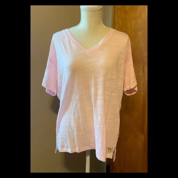 VS PINK Bling Sequin Dog V-Neck Tee - Sz M - Picture 2 of 3